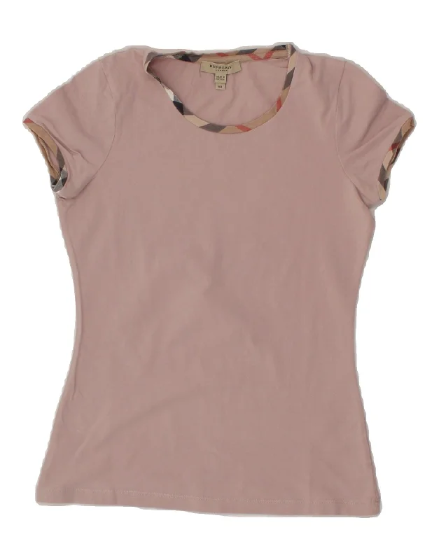BURBERRY Womens T-Shirt Top UK 4 XS Grey Cotton Mesh Blend Leather Blend Suede Blend BURBERRY Womens T-Shirt Top UK 4 XS Grey Cotton Mesh Blend Leather Blend Suede Blend