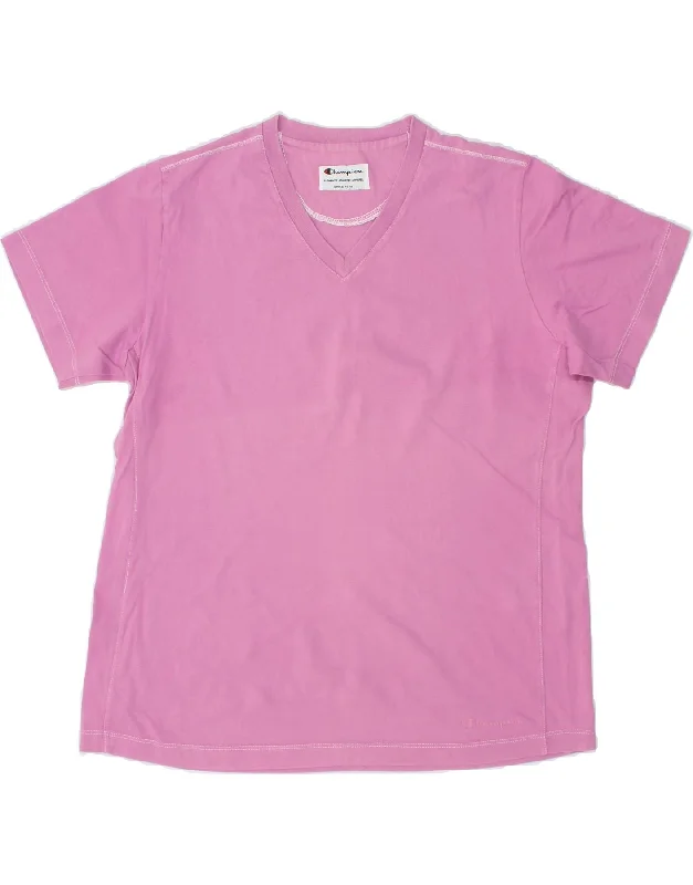 CHAMPION Womens T-Shirt Top UK 16 Large Pink Hooded Caped Shawl Collar