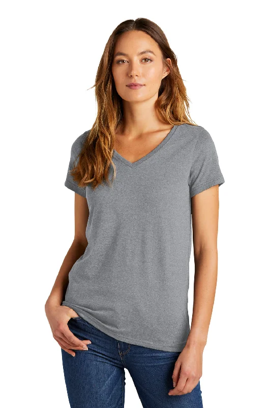 District Womens The Concert Short Sleeve V-Neck T-Shirt - Heather Grey Casual Formal Business
