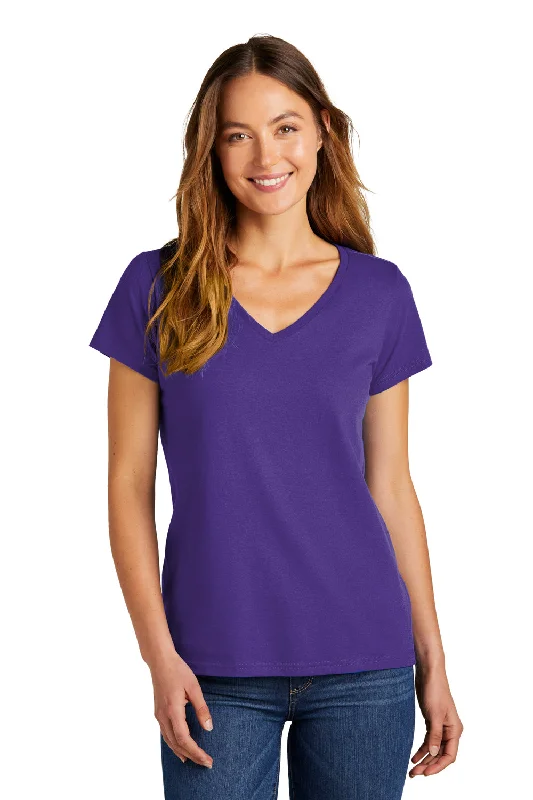 District Womens The Concert Short Sleeve V-Neck T-Shirt - Purple Solid Color Striped Floral District Womens The Concert Short Sleeve V-Neck T-Shirt - Purple Solid Color Striped Floral