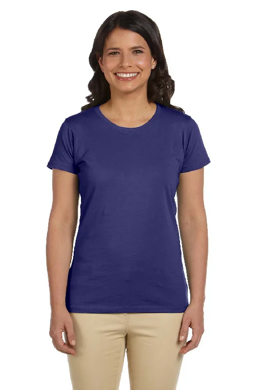 Econscious Womens Heather Sueded Short Sleeve Crewneck T-Shirt - Iris Blue Elegant Classic Vintage