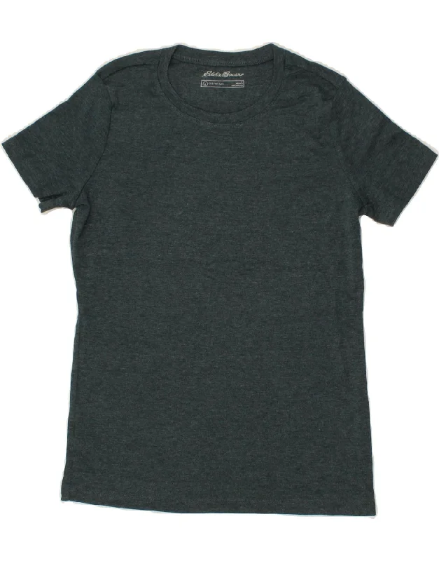 EDDIE BAUER Womens T-Shirt Top UK 14 Large Green Print Jacquard Patchwork