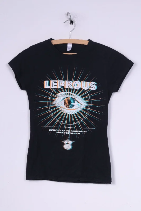 Gildan Ring Spun Womens S T-Shirt Graphic Black Cotton Leprous Short Sleeve Top Metal Band Chenille Blend Fleece Blend Nylon Blend