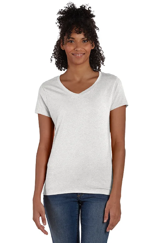 Hanes Womens X-Temp FreshIQ Moisture Wicking Short Sleeve V-Neck T-Shirt - Eco White Silk Blend Satin Velvet