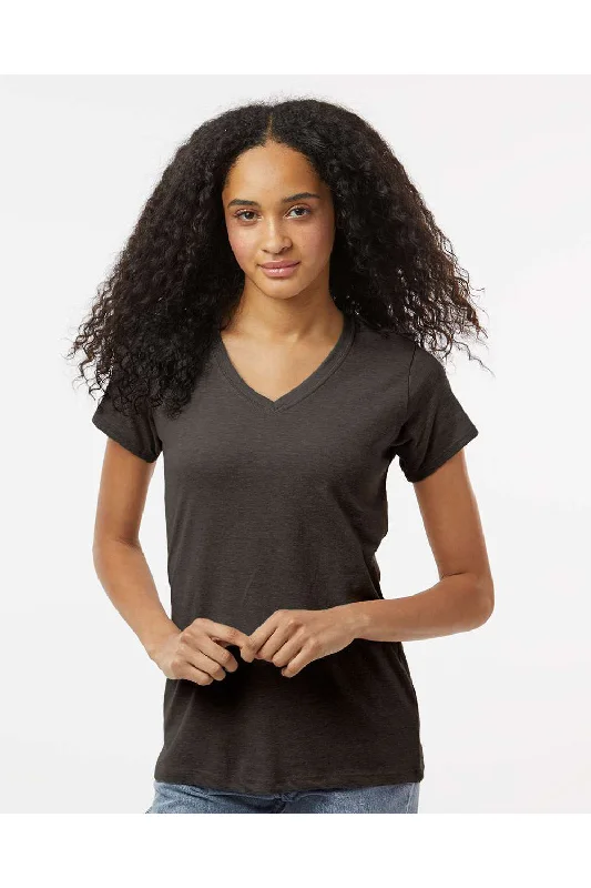 Kastlfel Womens Recycled Soft Short Sleeve V-Neck T-Shirt - Carbon Grey - NEW Asymmetrical Pockets Print