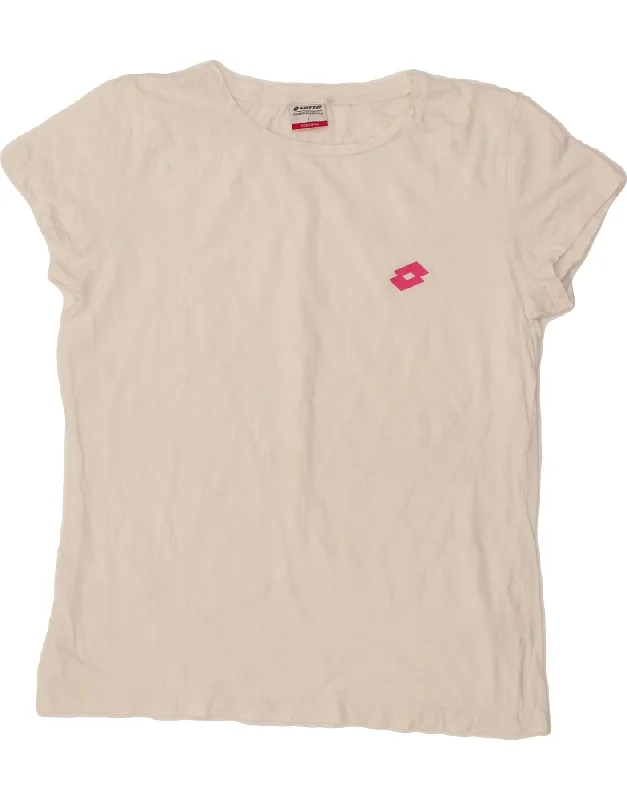 LOTTO Womens T-Shirt Top UK 16 Large White Chenille Fabric Brocade Fabric Lace Fabric