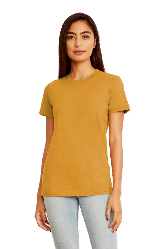 Next Level Womens Boyfriend Fine Jersey Short Sleeve Crewneck T-Shirt - Antique Gold - Closeout Print Jacquard Patchwork