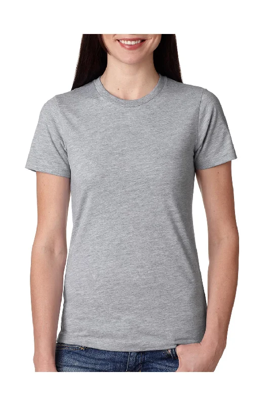 Next Level Womens Boyfriend Fine Jersey Short Sleeve Crewneck T-Shirt - Heather Grey Striped Floral Plaid