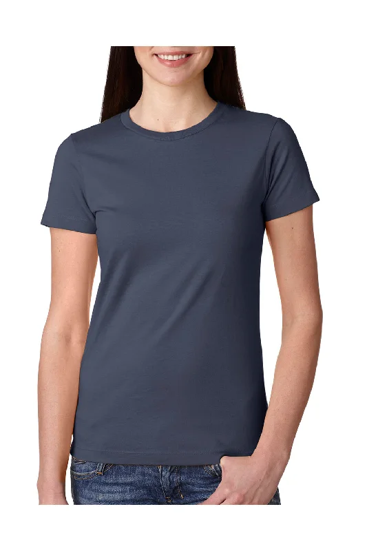 Next Level Womens Boyfriend Fine Jersey Short Sleeve Crewneck T-Shirt - Indigo Blue Terry Blend Velvet Blend Canvas Blend
