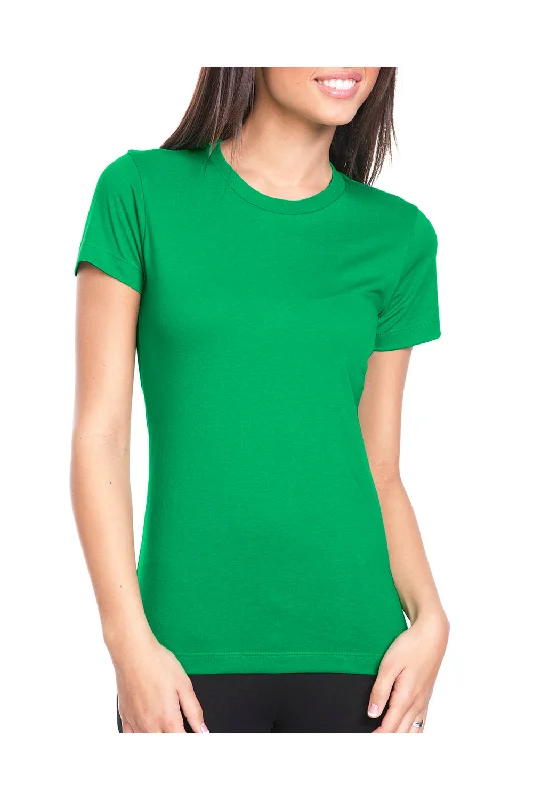 Next Level Womens Boyfriend Fine Jersey Short Sleeve Crewneck T-Shirt - Kelly Green Silk Blend Satin Velvet