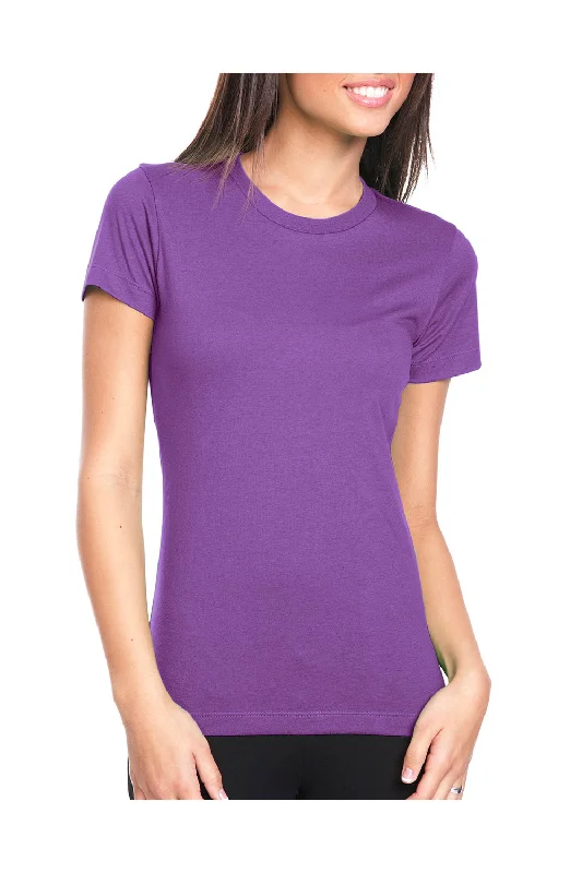 Next Level Womens Boyfriend Fine Jersey Short Sleeve Crewneck T-Shirt - Purple Berry - Closeout Fashionable Trendy Casual