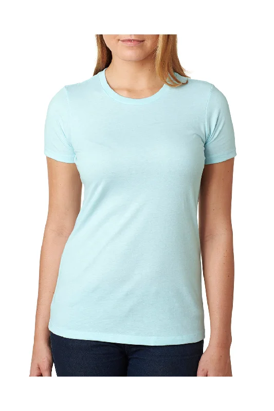 Next Level Womens CVC Jersey Short Sleeve Crewneck T-Shirt - Ice Blue Welt Pockets Slit Pockets Next Level Womens CVC Jersey Short Sleeve Crewneck T-Shirt - Ice Blue Welt Pockets Slit Pockets