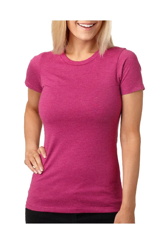 Next Level Womens CVC Jersey Short Sleeve Crewneck T-Shirt - Raspberry Pink - Closeout Terry Blend Velvet Blend Canvas Blend