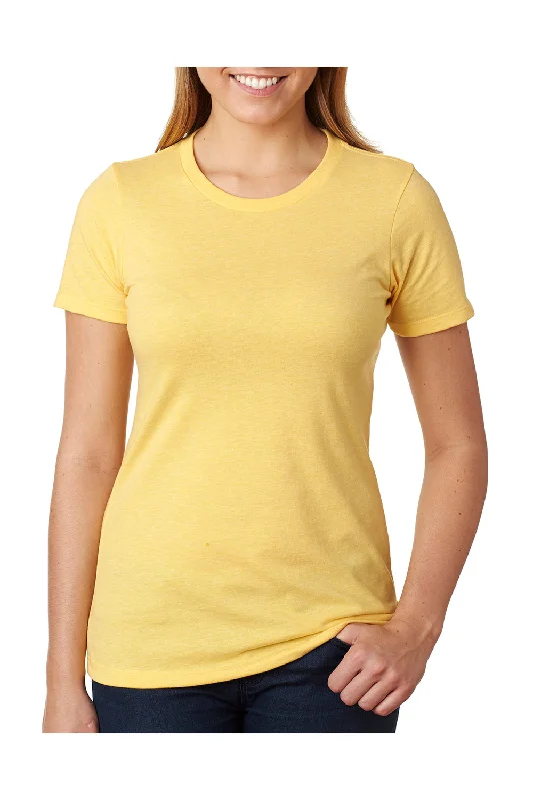 Next Level Womens CVC Jersey Short Sleeve Crewneck T-Shirt - Banana Cream Yellow Plaid T-Shirt Polka Dot Checkered Next Level Womens CVC Jersey Short Sleeve Crewneck T-Shirt - Banana Cream Yellow Plaid T-Shirt Polka Dot Checkered