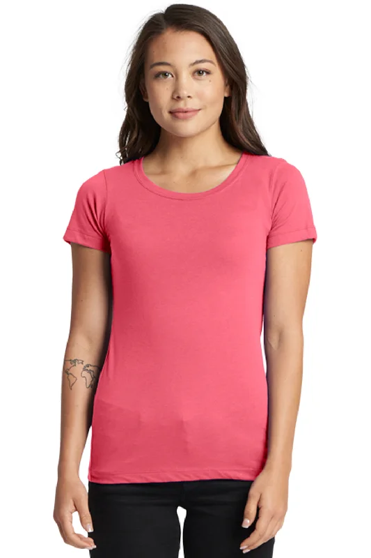 Next Level Womens Ideal Jersey Short Sleeve Crewneck T-Shirt - Hot Pink Satin Fabric Silk Fabric Chiffon Fabric