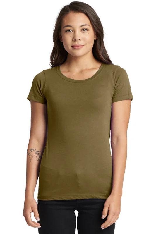 Next Level Womens Ideal Jersey Short Sleeve Crewneck T-Shirt - Military Green Welt Pockets Slit Pockets Flap Pockets