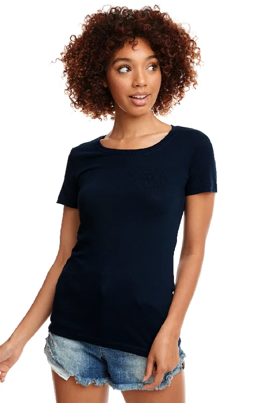 Next Level Womens Ideal Jersey Short Sleeve Crewneck T-Shirt - Midnight Navy Blue Notch Collar Peter Pan Collar Cowl Neck