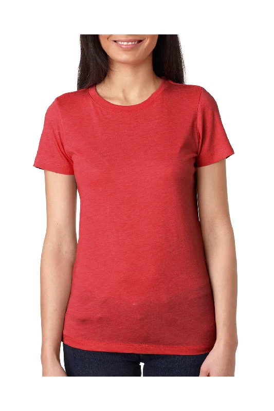 Next Level Womens Jersey Short Sleeve Crewneck T-Shirt - Vintage Red Sequined Glittery Shiny Next Level Womens Jersey Short Sleeve Crewneck T-Shirt - Vintage Red Sequined Glittery Shiny