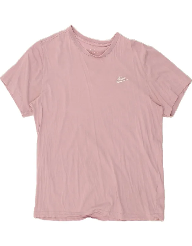 NIKE Womens T-Shirt Top UK 16 Large Pink Front Pockets Side Pockets Patch Pockets