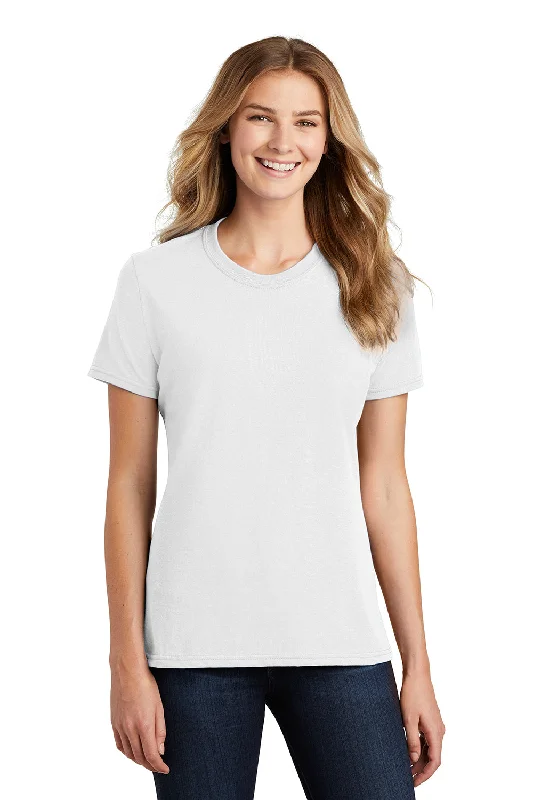 Port & Company Womens Core Short Sleeve Crewneck T-Shirt - White Polka Dot Checkered Tartan