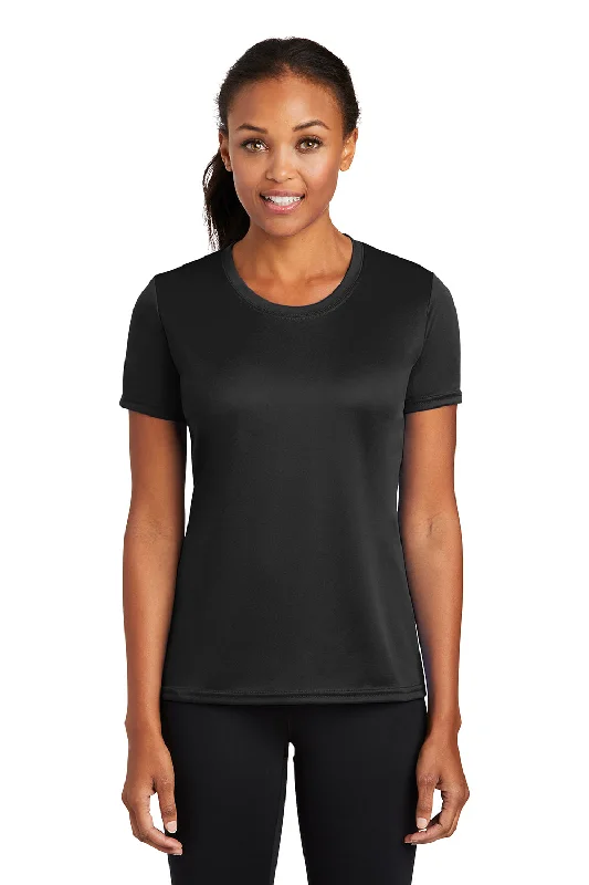 Port & Company Womens Dry Zone Performance Moisture Wicking Short Sleeve Crewneck T-Shirt - Jet Black Thin T-Shirt Open Front Quick Dry