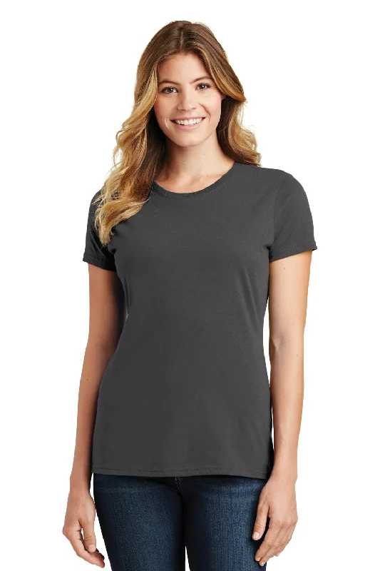 Port & Company Womens Fan Favorite Short Sleeve Crewneck T-Shirt - Charcoal Grey Welt Pockets Slit Pockets