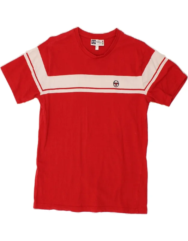 SERGIO TACCHINI Womens T-Shirt Top UK 14 Large Red Cotton Hooded Caped Shawl Collar