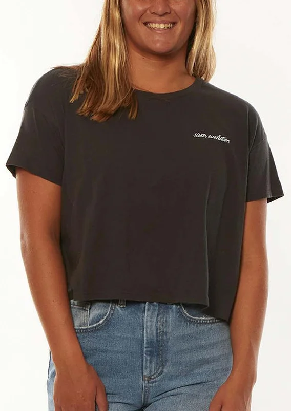 Sisstr Women's Pivot Knit Crop T-Shirt Collared Crew Neck Turtle Neck
