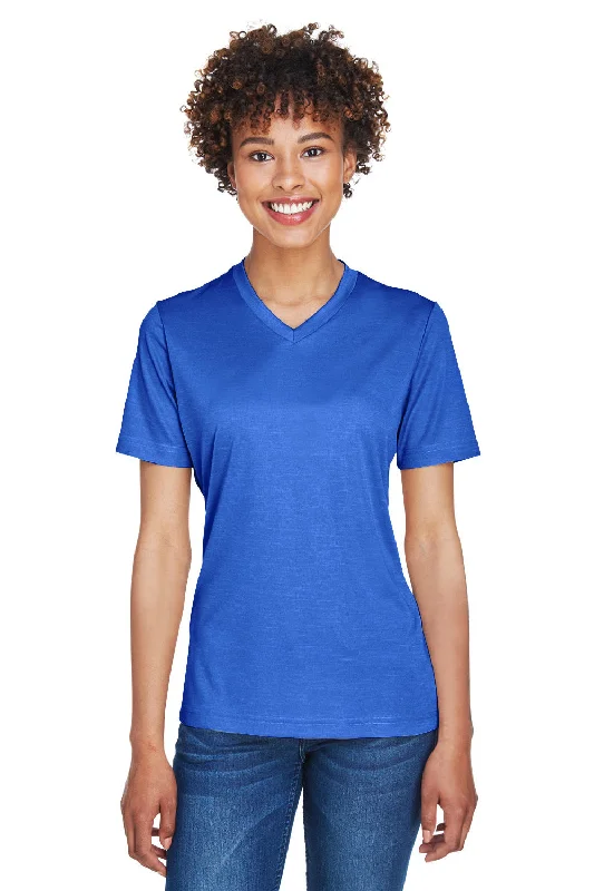 Team 365 Womens Sonic Performance Heather Moisture Wicking Short Sleeve V-Neck T-Shirt - Heather Royal Blue Anti-Pilling Machine Wash Handmade