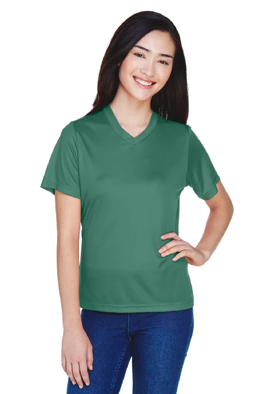 Team 365 Womens Zone Performance Moisture Wicking Short Sleeve V-Neck T-Shirt - Dark Green Fitted T-Shirt Seamless Stretchy