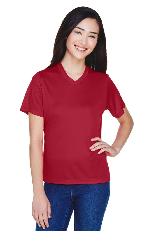 Team 365 Womens Zone Performance Moisture Wicking Short Sleeve V-Neck T-Shirt - Scarlet Red Basic T-Shirt Crew Neck Short Sleeve