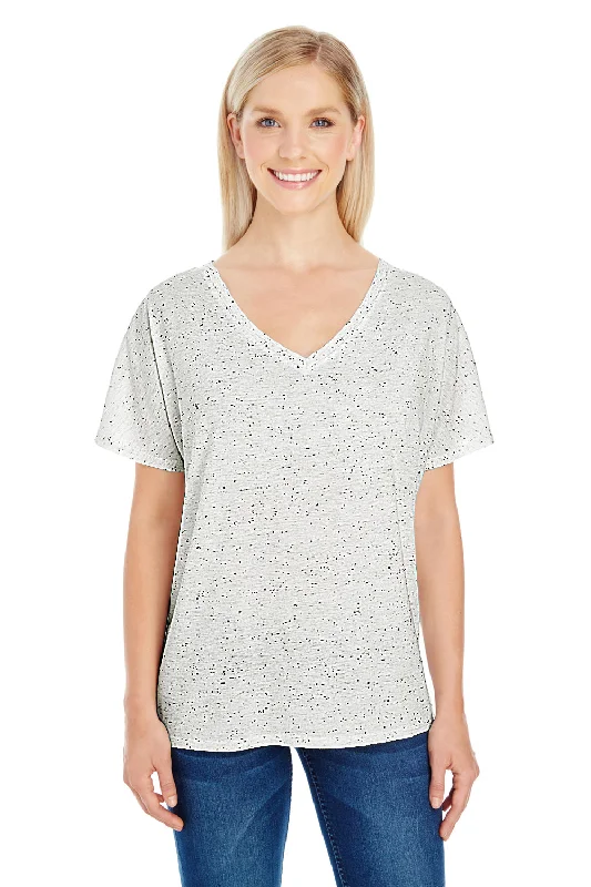 Threadfast Apparel Womens Fleck Short Sleeve V-Neck T-Shirt - Cream - Closeout Faux Fur Fabric Real Fur Fabric Shearling Fabric