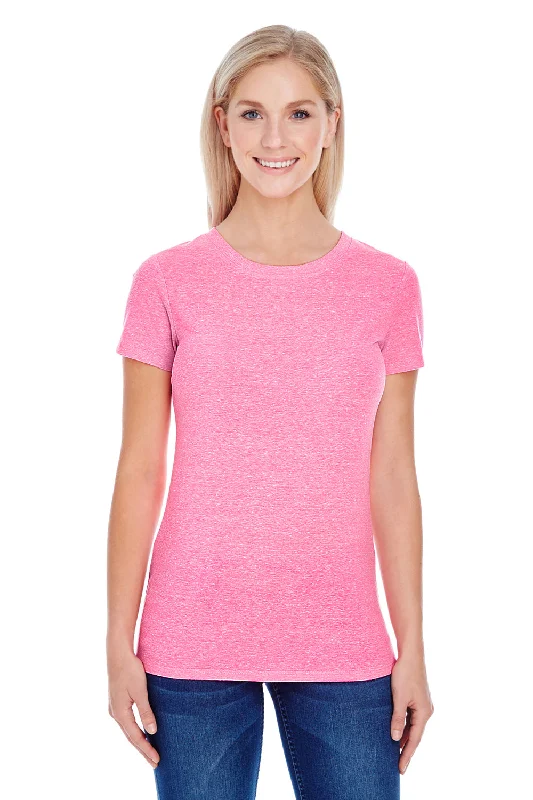 Threadfast Apparel Womens Short Sleeve Crewneck T-Shirt - Neon Pink Fashionable Trendy Casual
