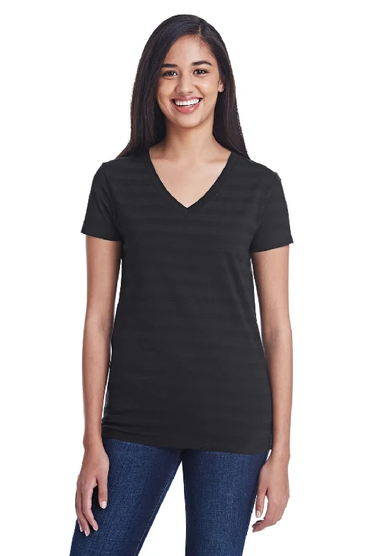 Threadfast Apparel Womens Short Sleeve V-Neck T-Shirt - Black Embroidered Appliqued Beaded Threadfast Apparel Womens Short Sleeve V-Neck T-Shirt - Black Embroidered Appliqued Beaded