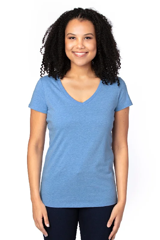 Threadfast Apparel Womens Ultimate Short Sleeve V-Neck T-Shirt - Heather Royal Blue Spandex Blend Rayon Blend Denim Blend Threadfast Apparel Womens Ultimate Short Sleeve V-Neck T-Shirt - Heather Royal Blue Spandex Blend Rayon Blend Denim Blend