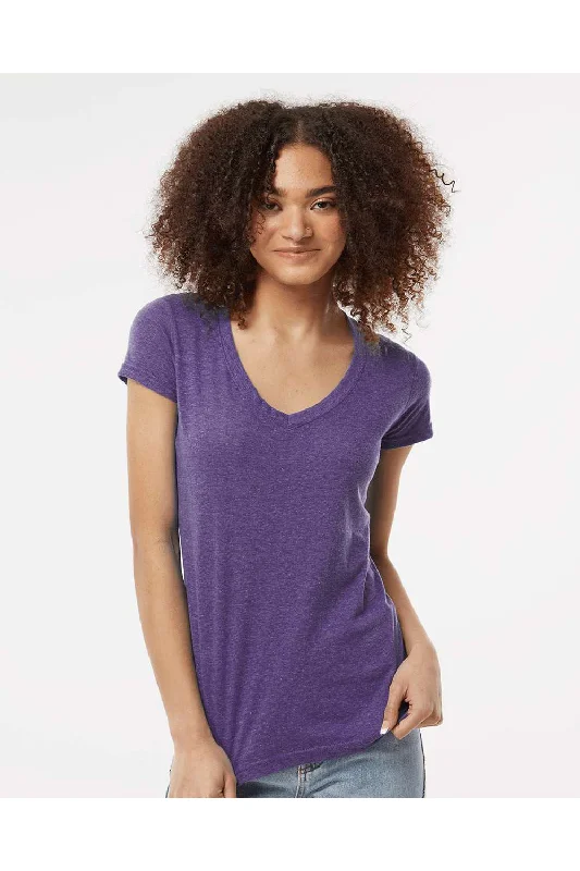 Tultex Womens Poly-Rich Short Sleeve V-Neck T-Shirt - Heather Purple - NEW Rayon Fabric Velvet Fabric Corduroy Fabric