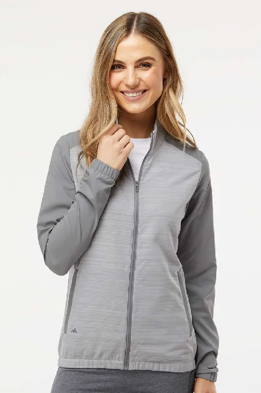 Adidas Womens Colorblock Water Resistant Full Zip Windshirt Jacket - Grey/Heather Grey Plaid Jacket Tartan Jacket Houndstooth Jacket
