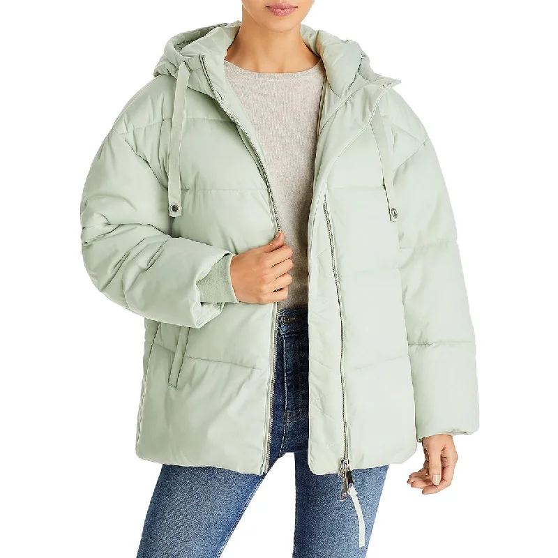 Aqua Womens Lightweight Hooded Puffer Jacket Herringbone Jacket Checkered Jacket Solid Jacket