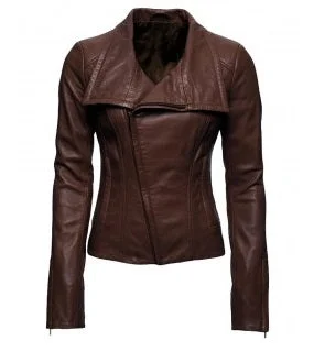 Arrow TV Series Lyla Michaels Brown Jacket Faux Fur Fabric Real Fur Fabric Shearling Fabric