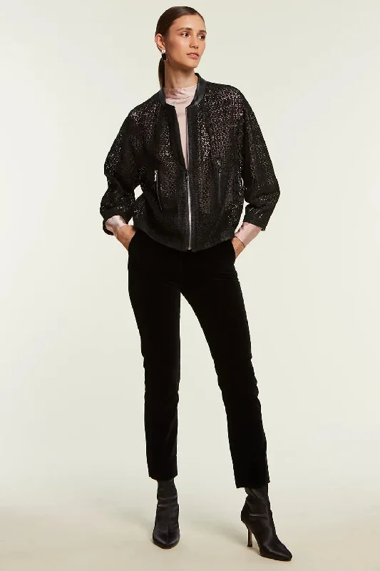 Black leather jacket perforated Mesh Jacket Canvas Jacket Denim Jacket
