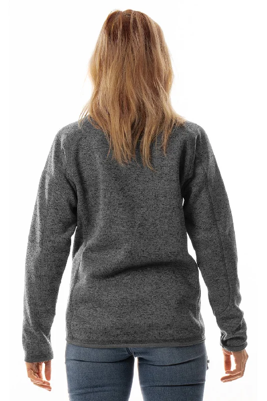 Burnside Womens Sweater Knit Full Zip Jacket - Heather Charcoal Grey Elasticated Jacket Padded Jacket Insulated Jacket