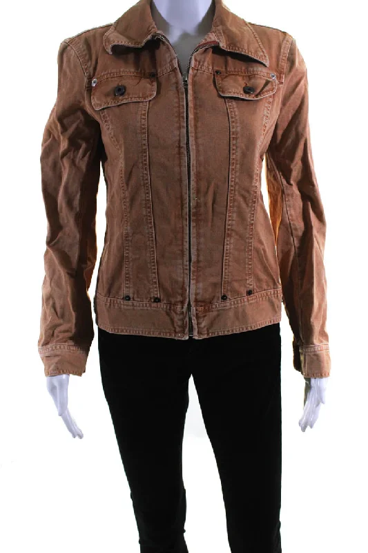 D&G Dolce & Gabbana Womens Zippered Long Sleeved Jean Jacket Copper Corduroy Jacket Velvet Jacket Brocade Jacket