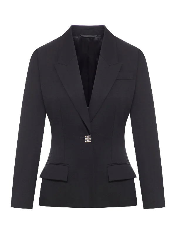 Wool jacket with 4G detail Snapped Jacket Toggled Jacket Drawstring Jacket