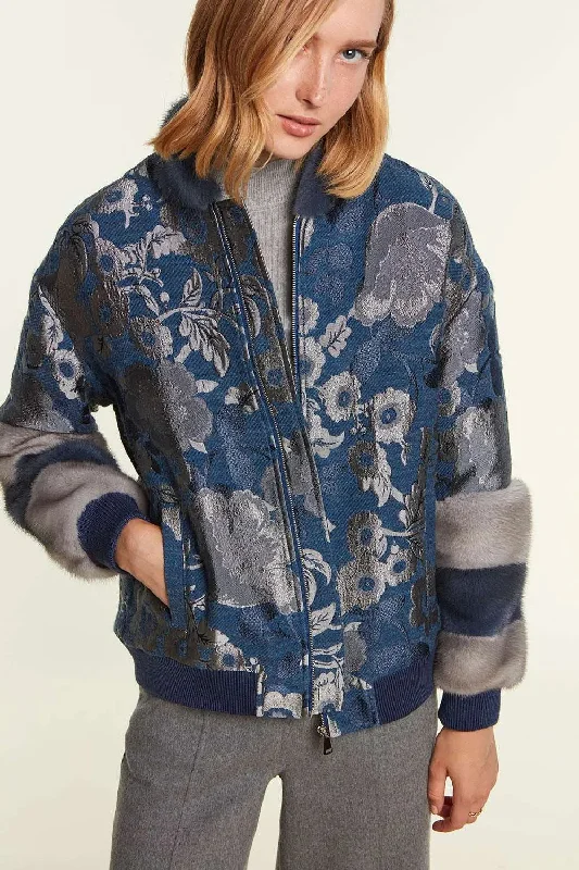 Jacket with grey and blue mink inserts Jacket Blazer Coat