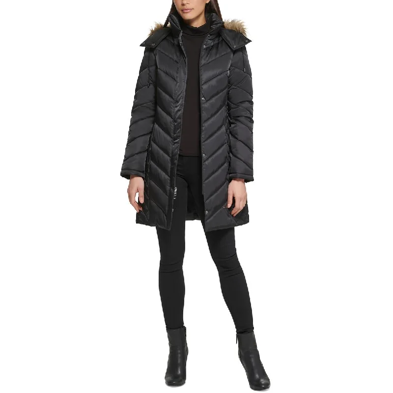Kenneth Cole New York Womens Quilted Midi Puffer Jacket Lace Jacket Ribbed Jacket Sequined Jacket