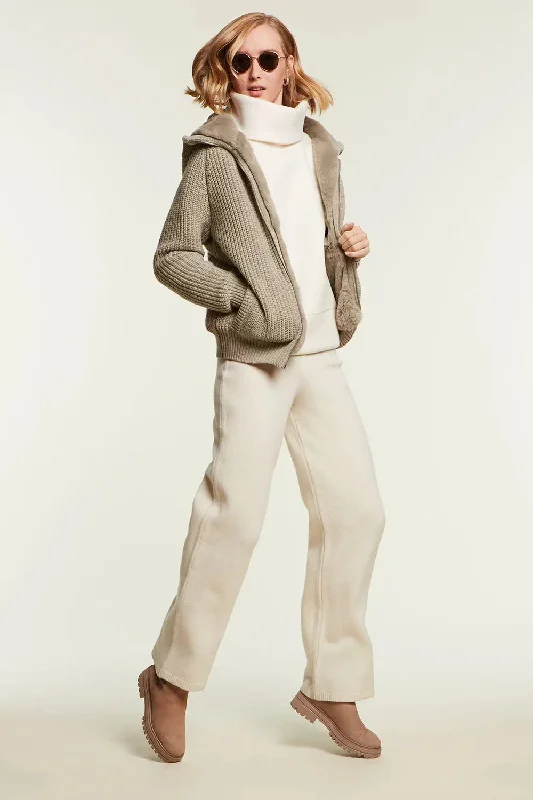 Knitted bomber jacket with fur Oversized Jacket Tailored Jacket Straight Jacket