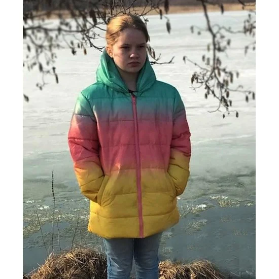 MADELEINE SWANN NO TIME TO DIE RAINBOW JACKET Zippered Jacket Buttoned Jacket Snapped Jacket