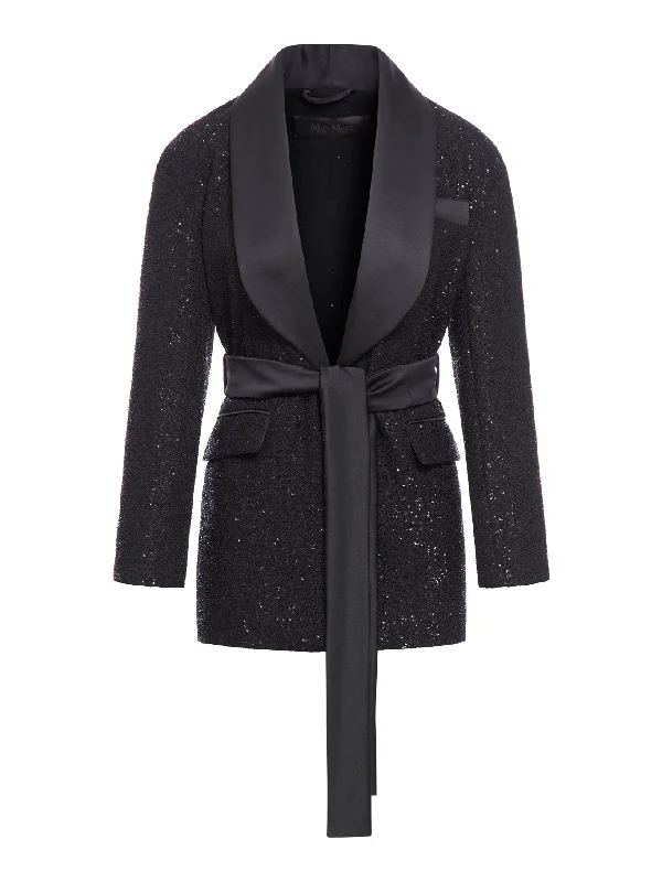 Wool blend jacket with micro sequins Zippered Jacket Buttoned Jacket Snapped Jacket