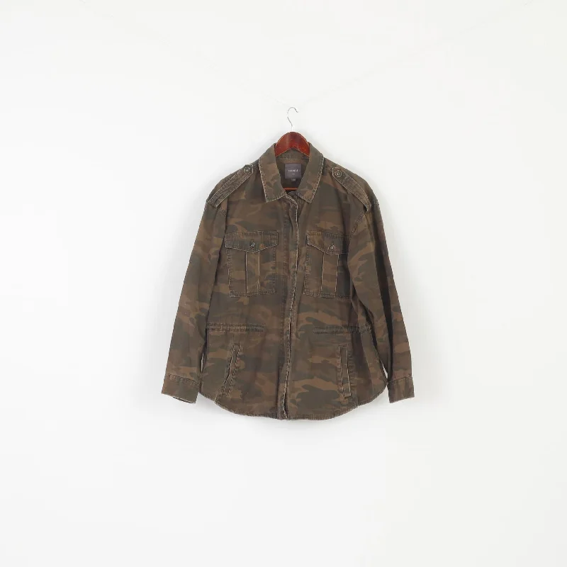 Next Outerwear Women 22 XL Jacket Brown Camuflage Military Full Zipper Combat Top Cardigan Sweater Pullover