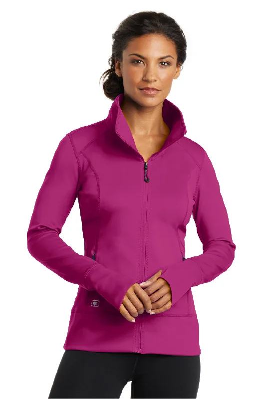 Ogio Womens Endurance Fulcrum Full Zip Jacket - Flush Pink Collared Jacket Crew Neck Jacket Turtle Neck Jacket